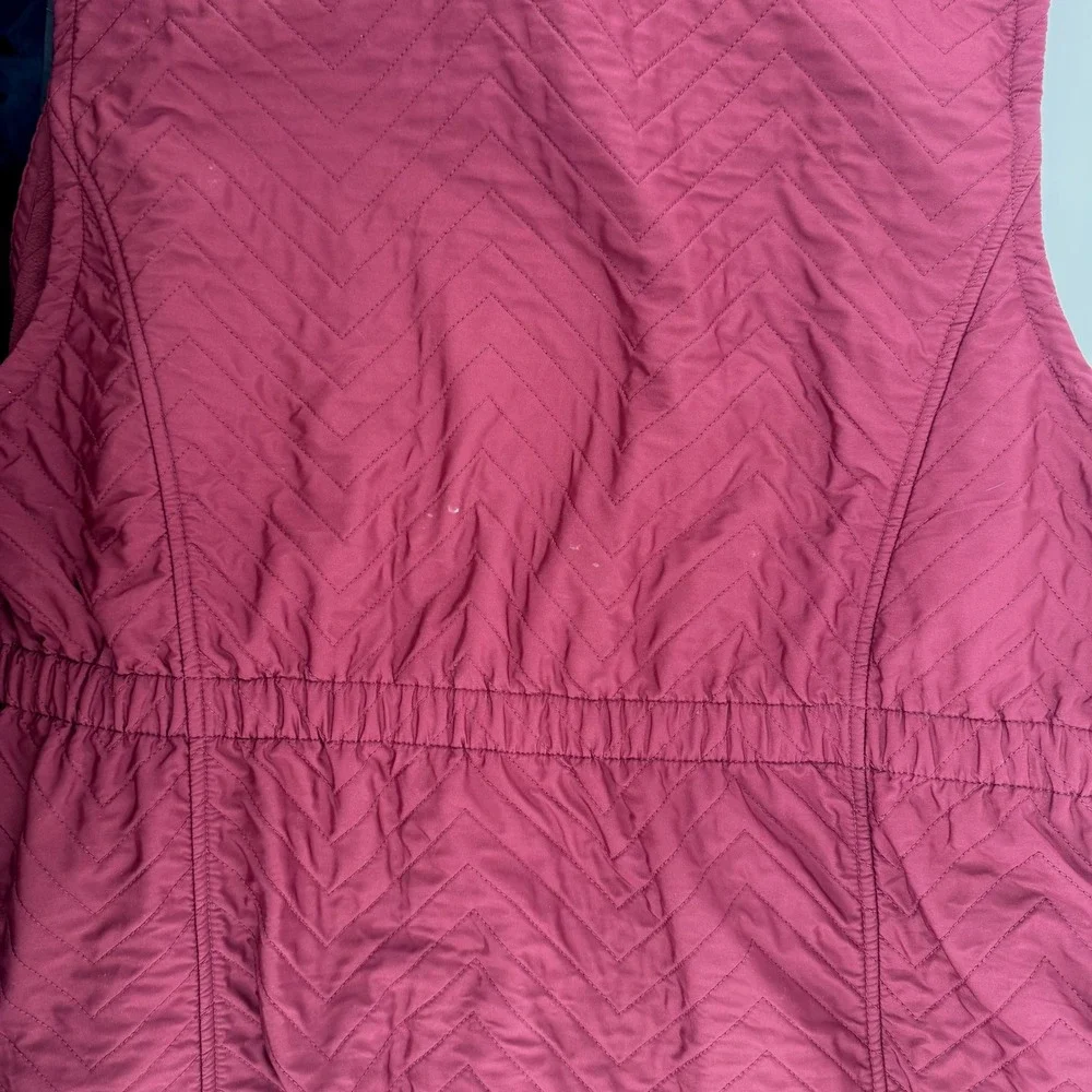 Blue Mountain Quilted Vest Women 3X Burgundy Fleece Lined Zip Outdoor Gorpcore